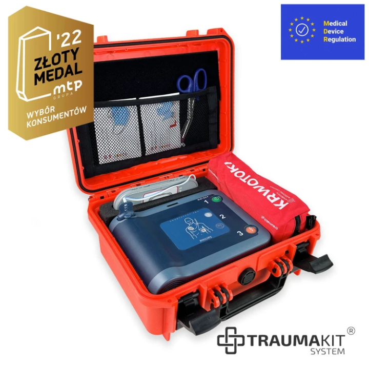 Zestaw Defibrylator AED Philips FRx z apteczką modułową Krwotoki TRAUMAKIT w walizce