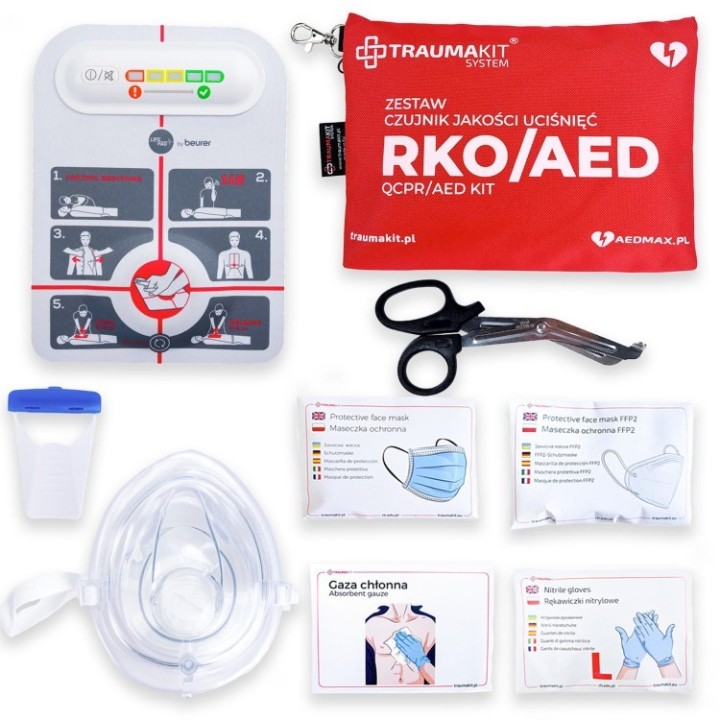 TRAUMA KIT Zestaw ratowniczy AED z maską RKO i czujnikiem jakości uciśnięć