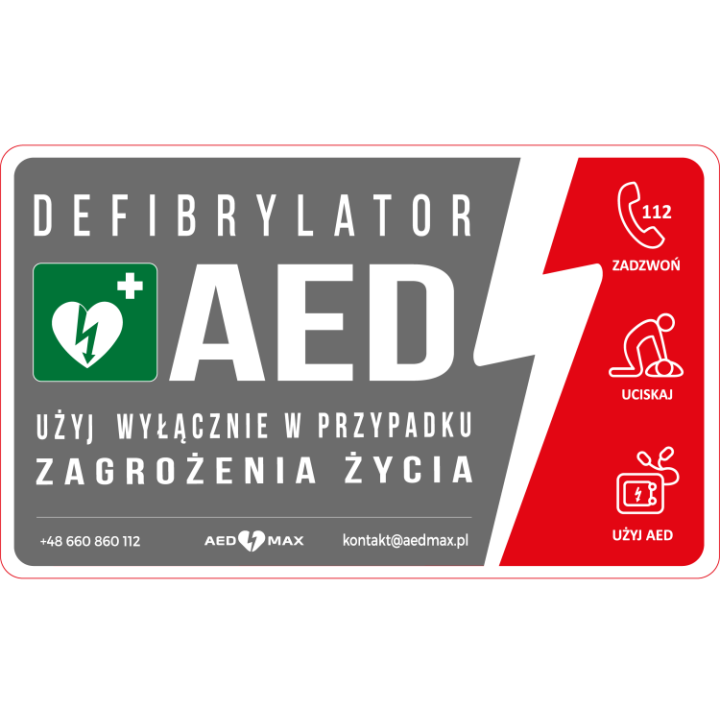 Tablica AED do szafki / gabloty - zewnętrzna