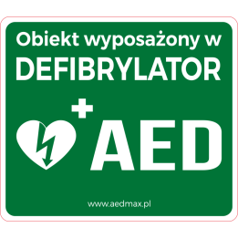 Tablica Obiekt wyposażony w AED - wewnętrzna