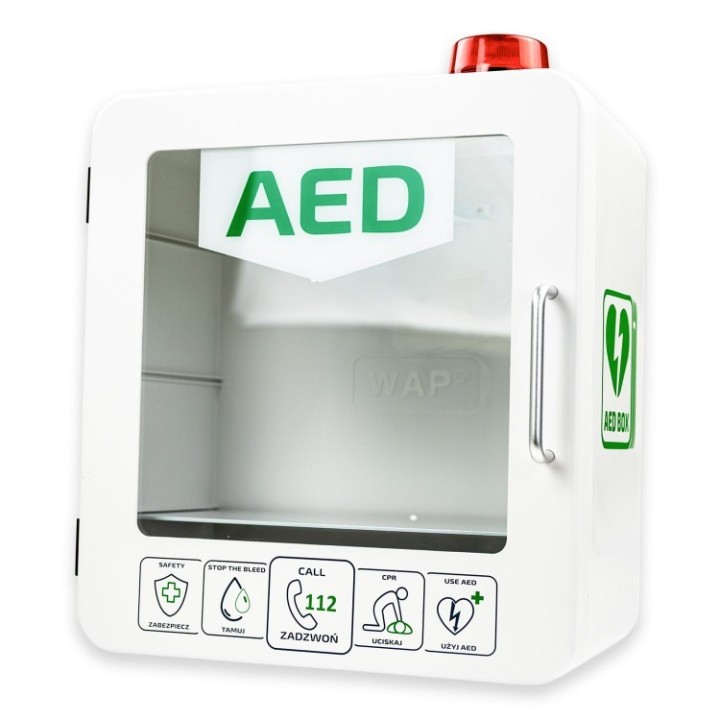 Szafka na defibrylator AED BOX wewnętrzna z alarmem biała